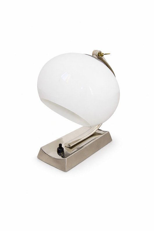 lampy stołowe Lampka Art Deco lata 40.  mosiądz niklowany + szkło  E27  vintage