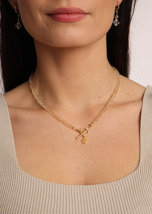 naszyjniki - inne Naszyjnik z kamieni naturalnych Cytryn Toggle z zawieszką