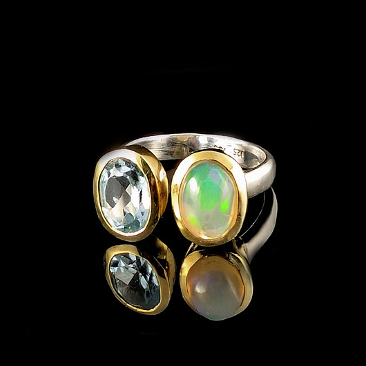 pierścionki srebrne Pierścionek topaz z opalem