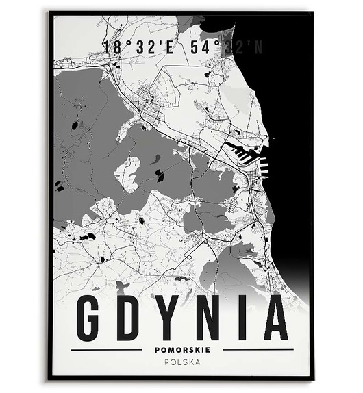 plakaty Plakat miasto POLSKA - GDYNIA 3 obraz MAPA