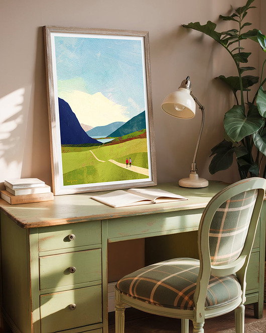 plakaty Górskie wędrówki -  plakat 50x70 cm - dwa stawy w górach