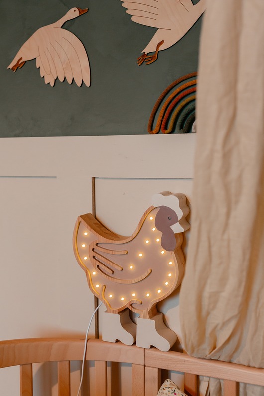 lampy do pokoju dziecka Drewniana lampka Kura