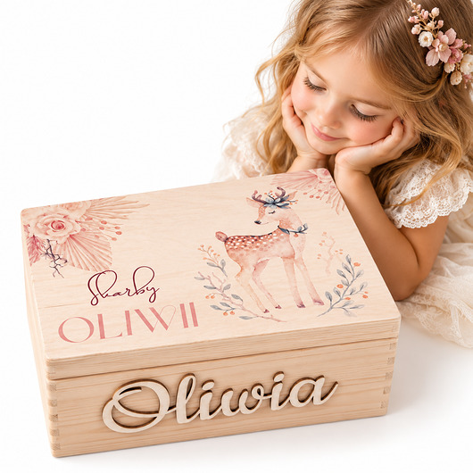 pojemniki na zabawki Kuferek wspomnień SARENKA personalizowany, prezent na roczek, chrzest