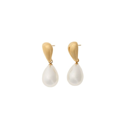 kolczyki - inne Pozłacane kolczyki - łezka z Perłą