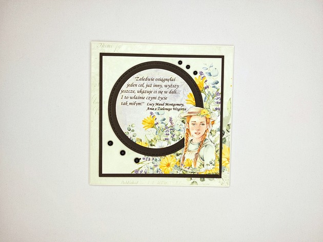 kartki scrapbooking Kartka z cytatem Ania z Zielonego wzgórza 7