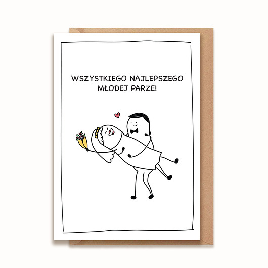zaproszenia i kartki na ślub Kartka z okazji ślubu - Wszystkiego Najlepszego Młodej Parze!