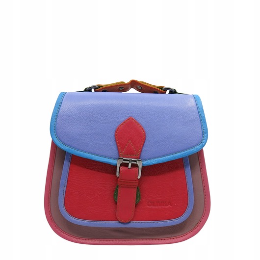torby na ramię Torebka damska kolorowa skórzana skóra naturalna rączka pasek OLIVKA