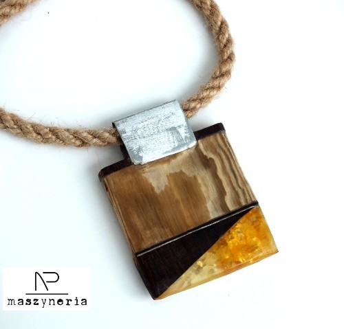 Wood&Amber Naszyjnik Etniczny Maszyneria