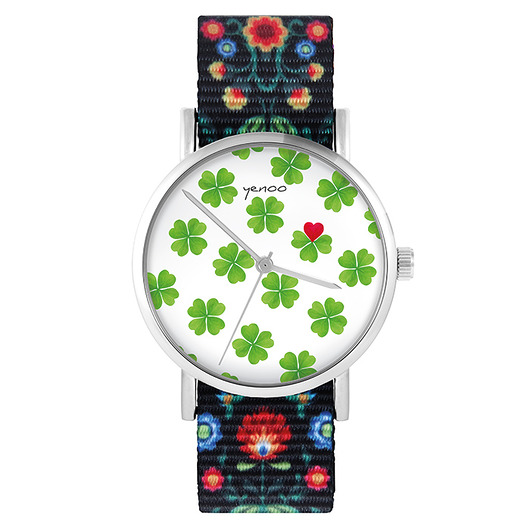 zegarki damskie Zegarek - Lucky Heart - folk czarny, nato