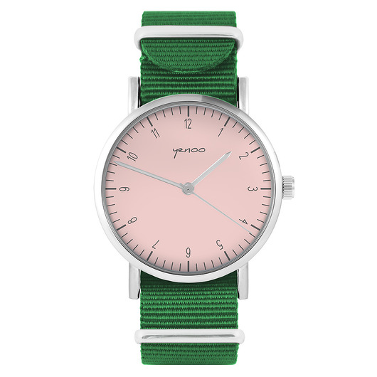 zegarki unisex Zegarek - Simple różowy - zielony, nylonowy