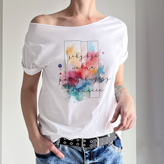 t-shirt damskie By być wolną Biały Oversize