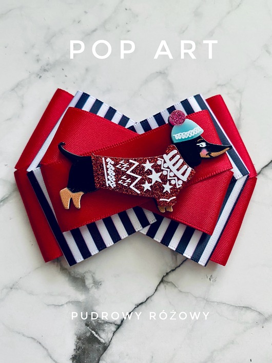 broszki Kolekcja Pop Art Dog  Zimowy Jamnik