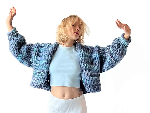 kardigany damskie 100% MERINO KOLOROWY KARDIGAN OVERSIZE