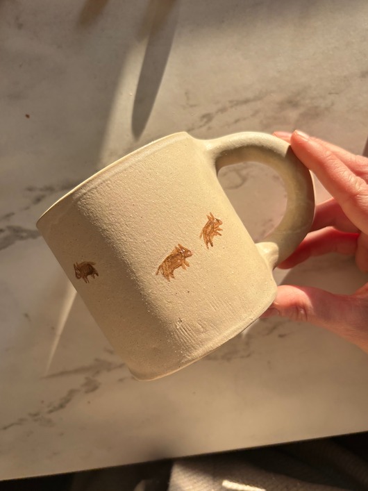 kubki i filiżanki Duży Ceramiczny Kubek Handmade 450 ml z Dzikami Modern Farmhouse