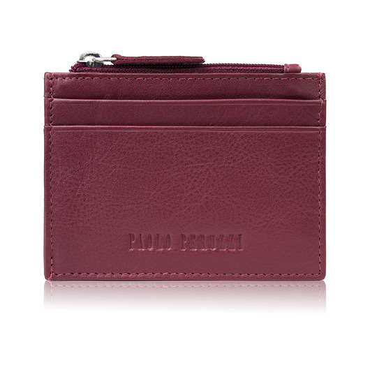 pokrowce i etui - organizery Etui na karty z kieszonką na suwak ochrona RFID eleganckie czerwone AY-17-RD