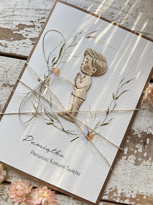 kartki na komunię Kartka komunijna ręcznie robiona życzenia na komunię