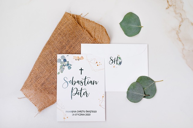 Personalizowana kartka - pamiątka do chrztu  White Willow 
