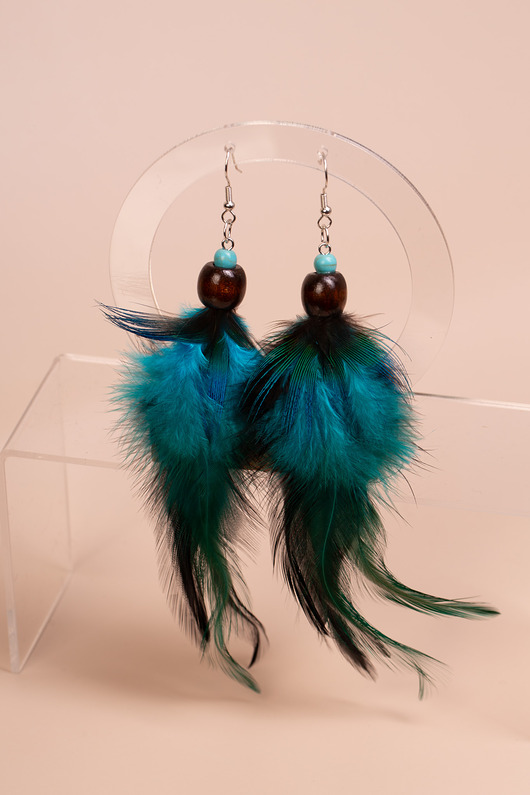 kolczyki z piórami Kolczyki pióra naturalne