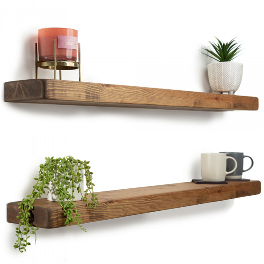 półki Półka ścienna z niewidocznym mocowaniem- sosna kolor dębu 90 cm szerokości