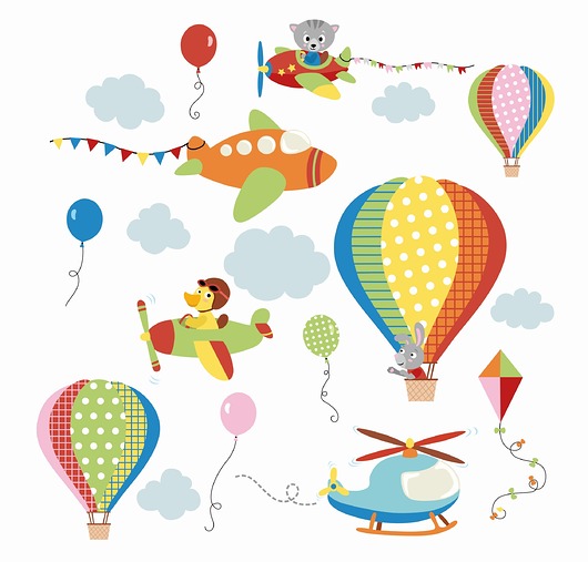 Naklejka ścienna dla dzieci balon balony chmury  madras24