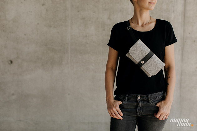 saszetka nerka Marmollada - torebka filcowa mała SZARA + c