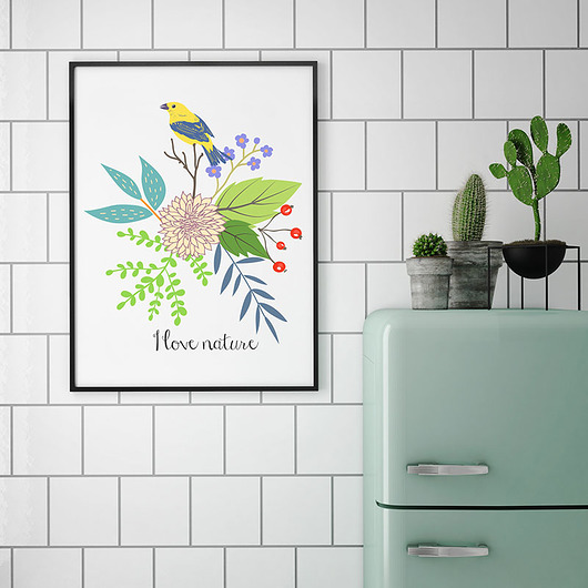 plakaty Plakat. Kwiaty i ptaki