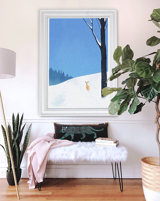 plakaty Plakat Zima w lesie / Sarna na śniegu