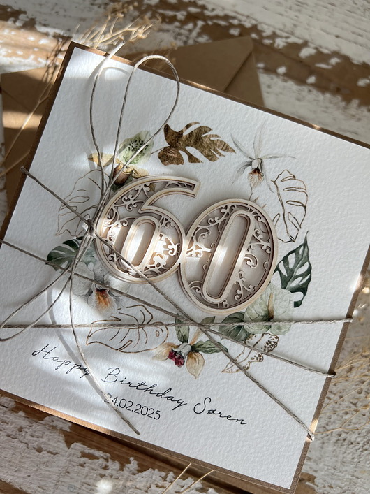 kartki scrapbooking Ręcznie robiona kartka na 60 urodziny - urodzinowa, pomysł na prezent - życze