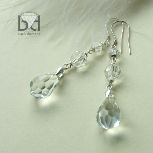 Krople kryształ Swarovski Black Diamond