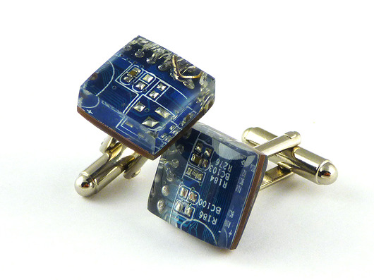 Spinki do mankietów elektroniczne niebieskie Scradeus