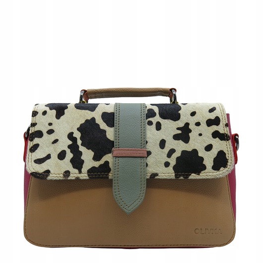 torby na ramię Torebka klasyczna skórzana na ramię pasek na klapce oryginalna OLIVKA