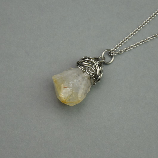 wisiory Wisiorek Talizman surowy cytryn wire wrapping