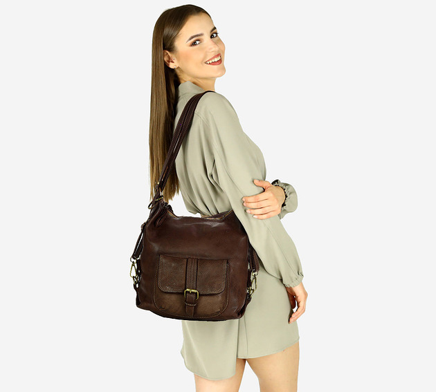 torby na ramię Torba skórzana  z opcją plecak old school leather bag