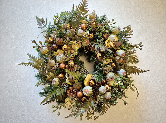 wianki bożonarodzeniowe Wianek z makówkami