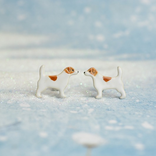 Jack russell terrier mini- ceramiczne kolczyki Dorca