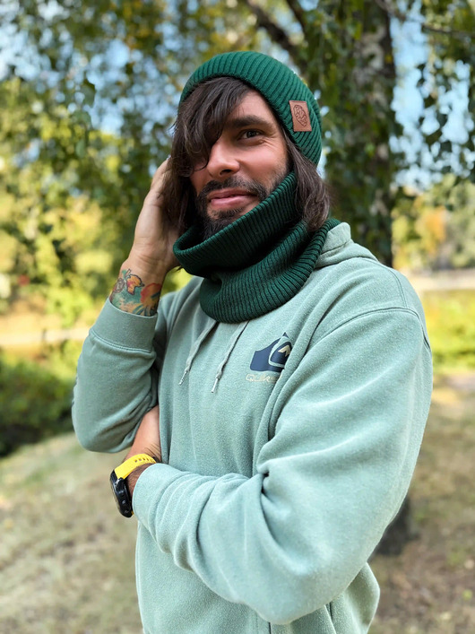 czapki i kapelusze męskie Męska bawełniana czapka jesienna logo ekoskórka Zielony