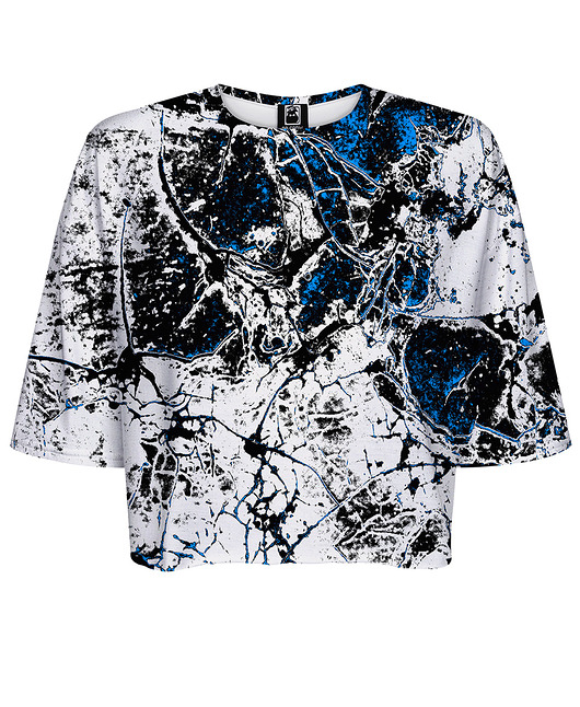 t-shirt damskie DR.CROW T-shirt Krótki CROP Marble White