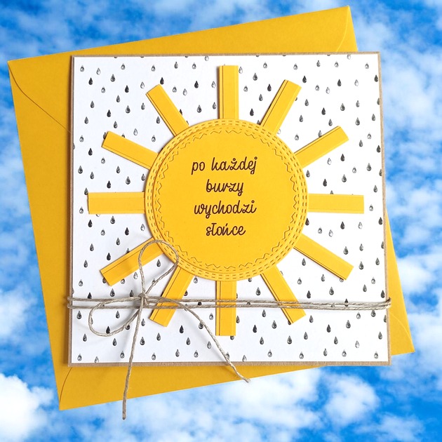 kartki scrapbooking Po każdej burzy wychodzi słońce  - urocza kartka podtrzymująca na duchu