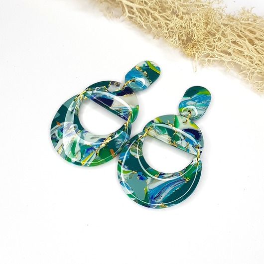 kolczyki z masy plastycznej Kolczyki Morskie Refleksy super lekkie