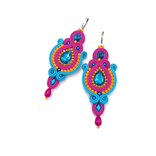 kolczyki soutache Kolczyki sutasz kolorowe letnie długie energetyczne Margo