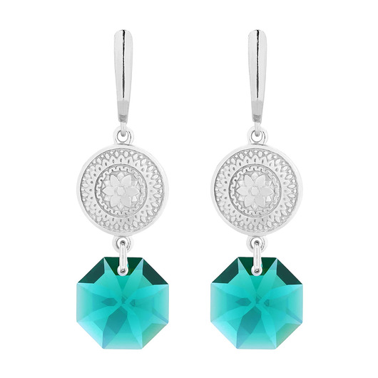 kolczyki swarovski Srebrne kolczyki medaliony i SWAROVSKICRYSTAL