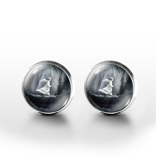 kolczyki szklane Kolczyki sztyfty - Magiczny las - grafika