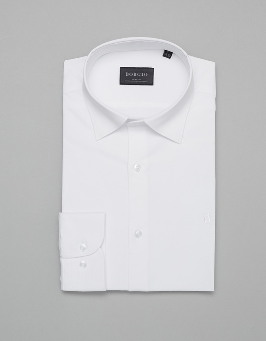 koszule męskie Koszula męska biała laspezia 00358 długi rękaw slim fit 176/182 38