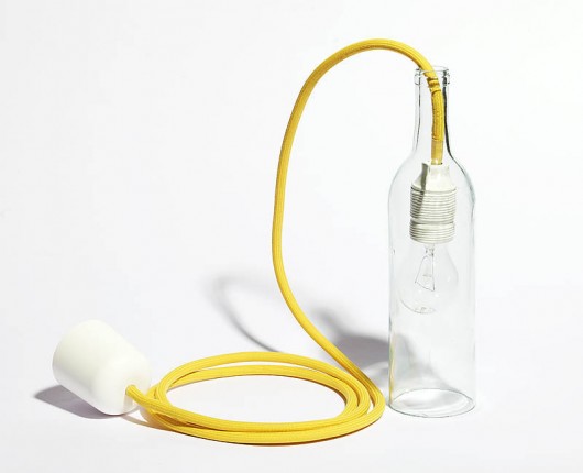 Lampa wisząca butelkowa - żółta. profizorka