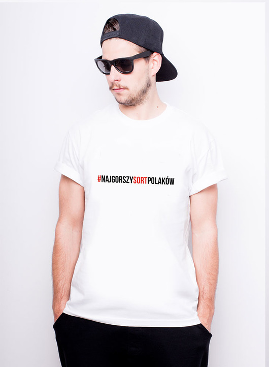 T-shirt męski biały - #NAJGORSZY SORT POLAKÓW AllbagAllprints