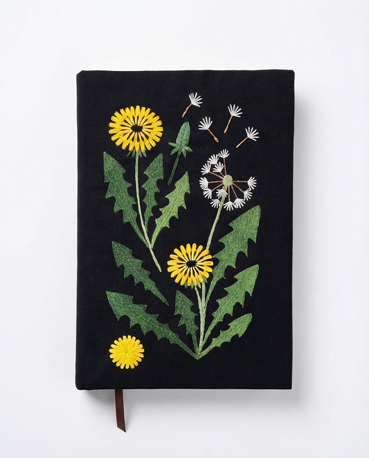 notatniki i albumy Haftowany notes - mniszek lekarski