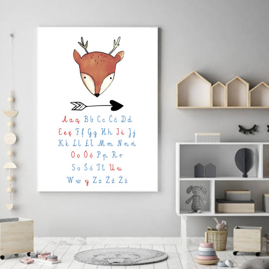 obrazy i plakaty do pokoju dziecięcego alfabet Montessori  plakat dla dzieci