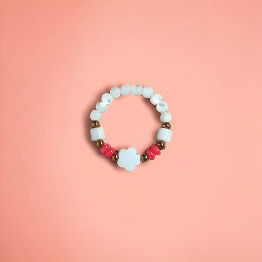 pierścionki elastyczne Pierścionek : summer :: muszla, koral & hematyt