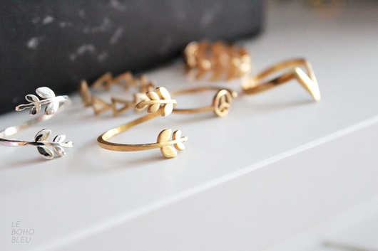 pierścionki - różne Raw Brass Leaves Ring