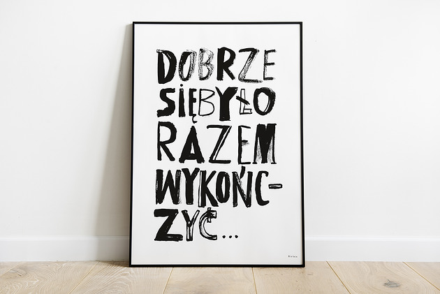 plakaty Plakat DOBRZE na nowy początek miłość grafika czarno biały tekst dla pary